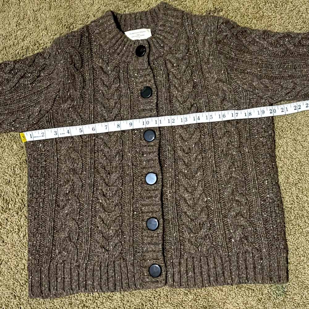 🍂🎃RARE Sezane ANDINA CARDIGAN Chunky Cable Knit Brown Sweater - Picture 9 of 11